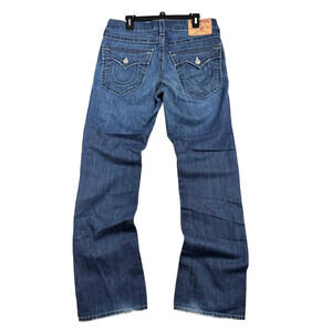 True Religion Men's 34x34 Ricky Pocket Flap Faded Distressed Denim Jeans